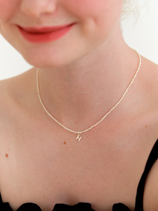 petit initial pearl necklace (Silver 925)