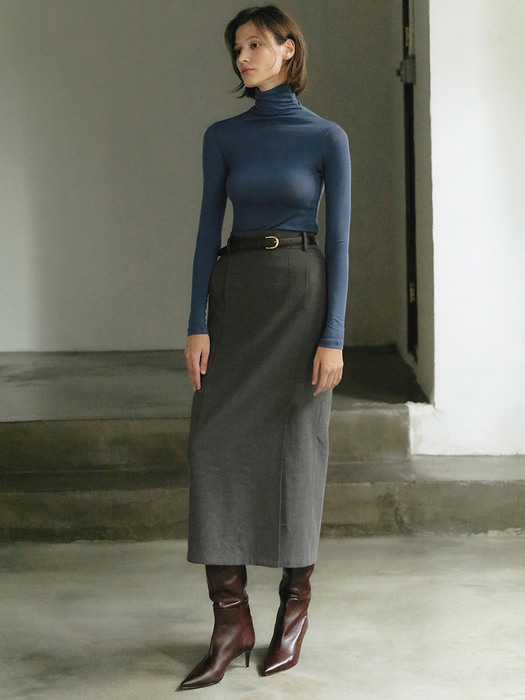 Wool tuck skirt - Gray