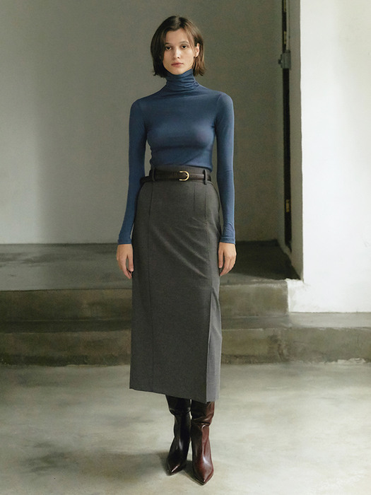 Wool tuck skirt - Gray