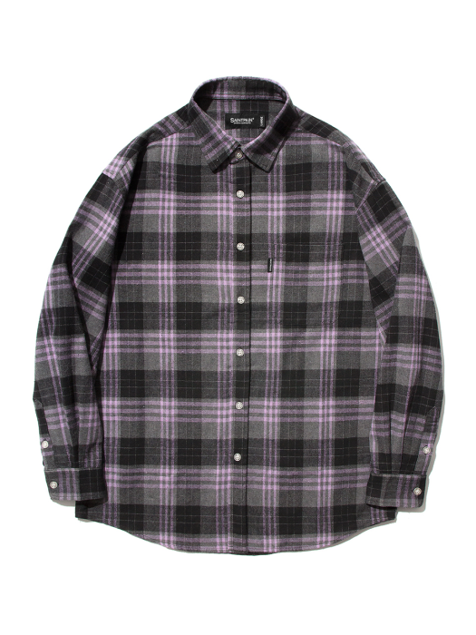 SP Loose Fit Panel Check Shirts-Purple