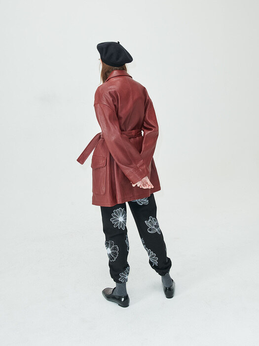 OVERSIZED COAT / VEGETABLE LAMBSKIN / BURGUNDY