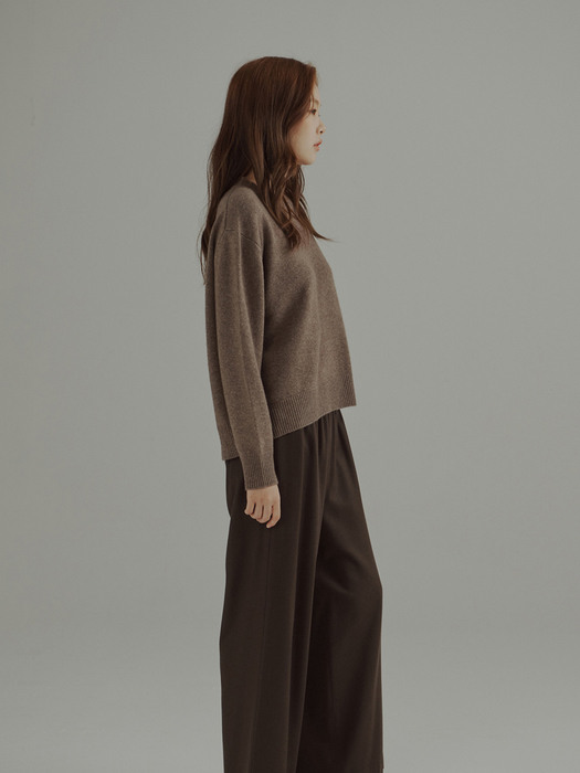 Cashmere Wool Oversized Sweater Melange Brown