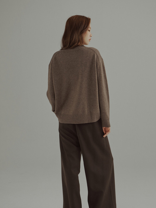 Cashmere Wool Oversized Sweater Melange Brown