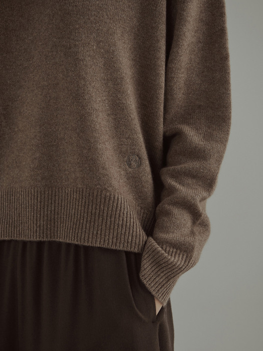 Cashmere Wool Oversized Sweater Melange Brown