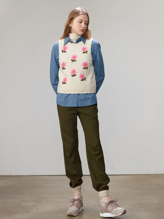 [N]DAISY Floral knit vest (Ivory)