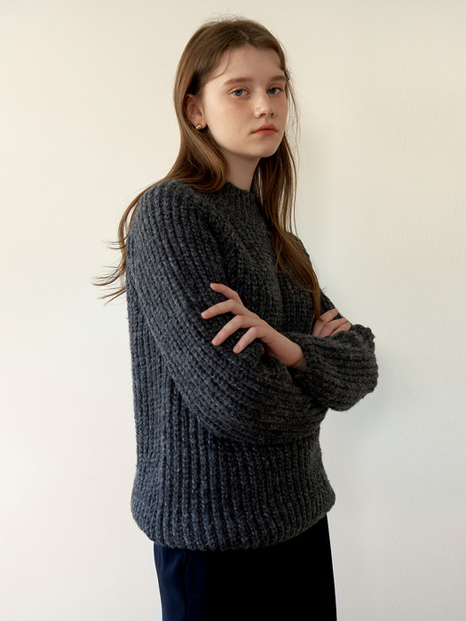 Round Toto Knit_Charcoal