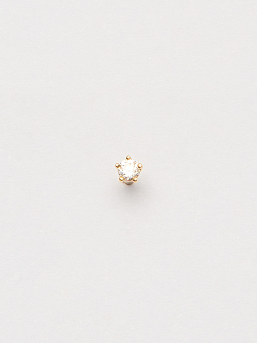 14k gold 2mm mini CZ piercing (14k 골드) (5발프롱,바두께1mm)