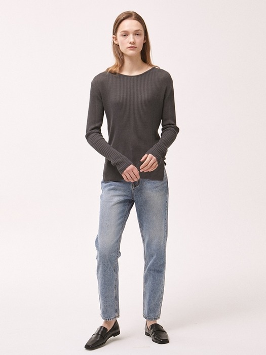Ribbed Line Knit - Charcoal