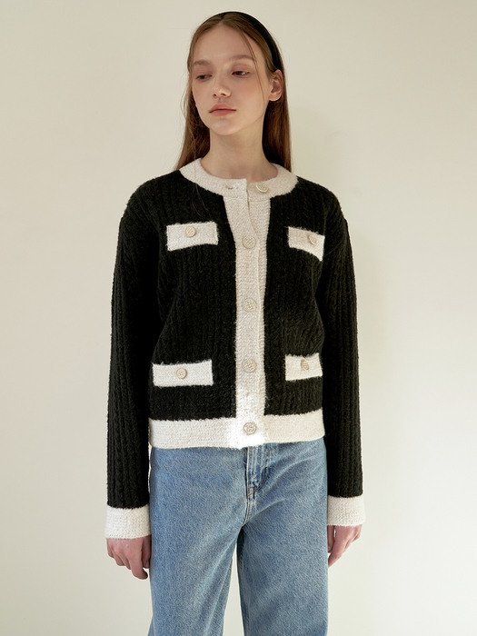 Shiny Cable Cardigan_Black