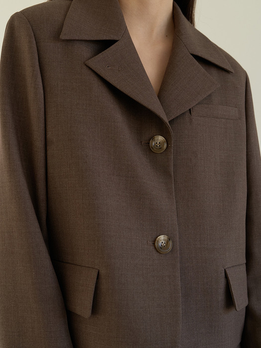 TOS SINGLE 3BUTTON WOOL BLAZER BROWN MELANGE