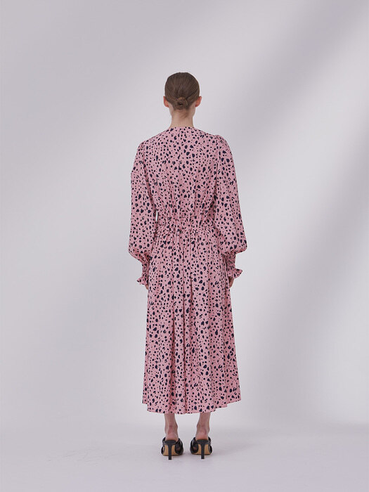 DEMERE LEOPARD PRINTED SHIRT DRESS  (PINK)