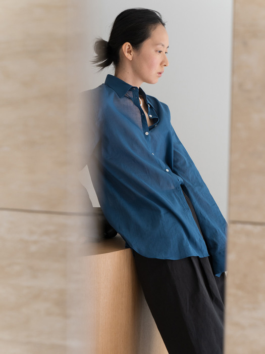 Basic Linen Blouse_Blue