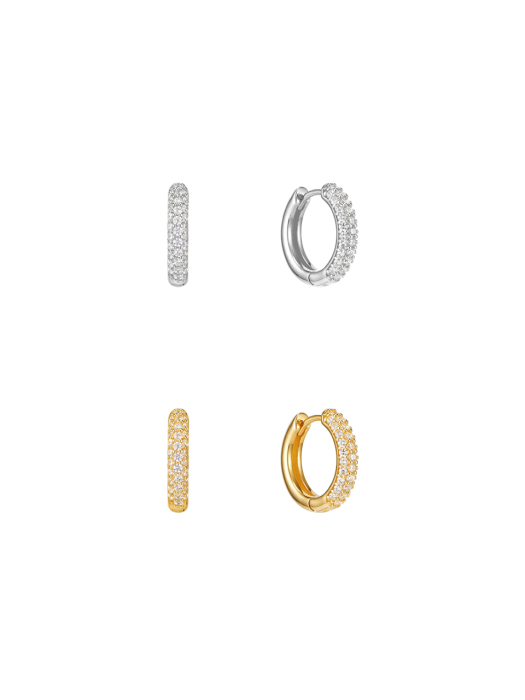 [Silver925]Pave Round One-Touch Hoop Earring_EC1728