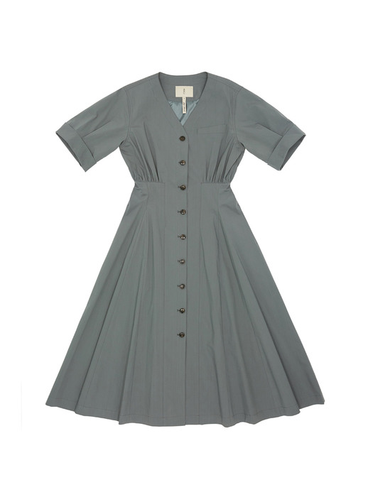 PYOSEON  Waist tuck shirt dress (Charcoal gray/Light beige)