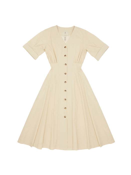 [N]PYOSEON  Waist tuck shirt dress (Charcoal gray/Light beige)