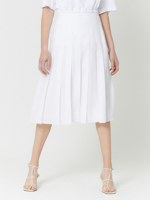 ONE WAY PLEATS SKIRT_WHITE