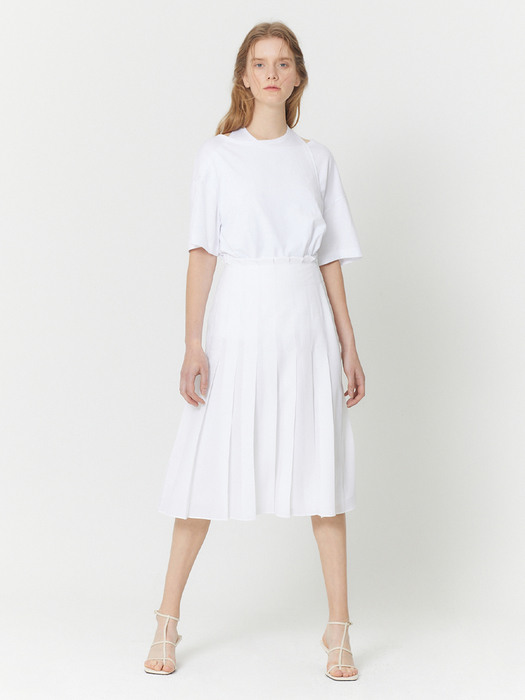 ONE WAY PLEATS SKIRT_WHITE