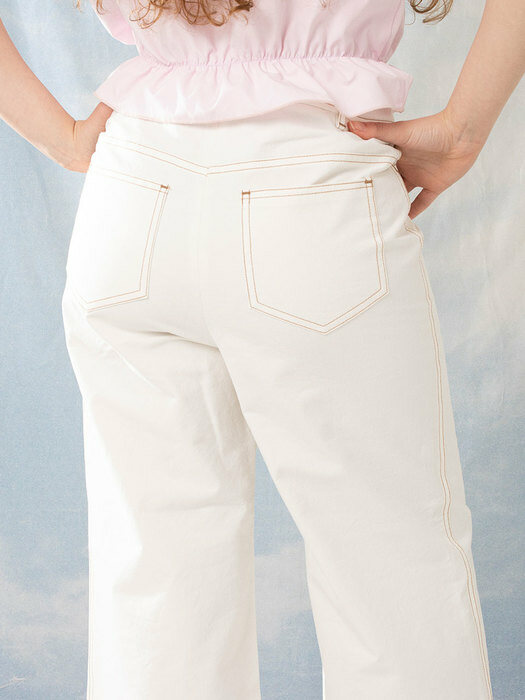 TURN UP WIDE PANTS_WHITE