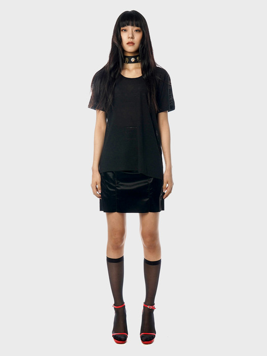 Wide Neck Linen T-Shirts[Black(WOMAN)]_UTT-ST16