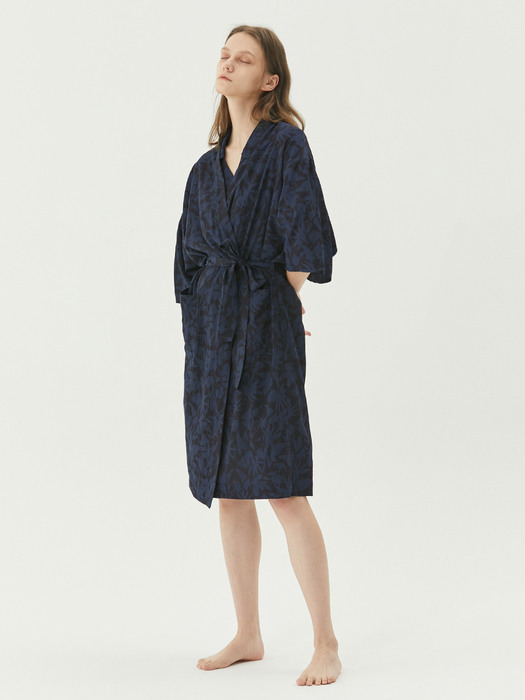 3/4 SLEEVED ROBE_Leaf black(women)