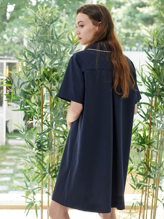 Piping Collar One-piece_Navy