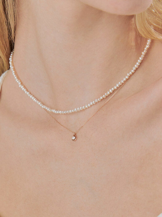 [단독]14K Tiny Pearl Beads Necklace