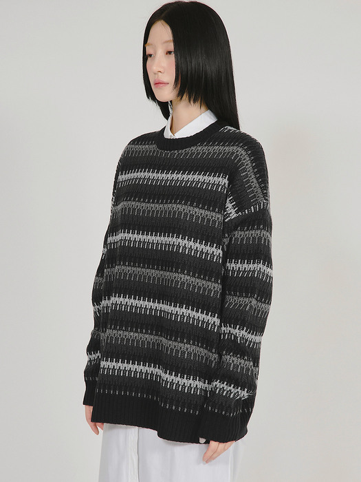 6Mix knit Sweater - Charcoal Mix (FL-159)