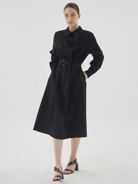 LAYERED SHIRTS DRESS_BLACK