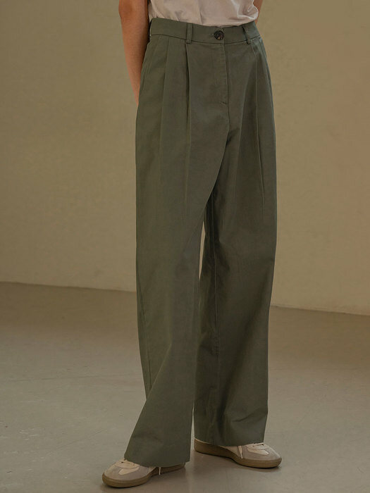 SI PT 7037 Wide Straight-fit Chino Pants_Khaki