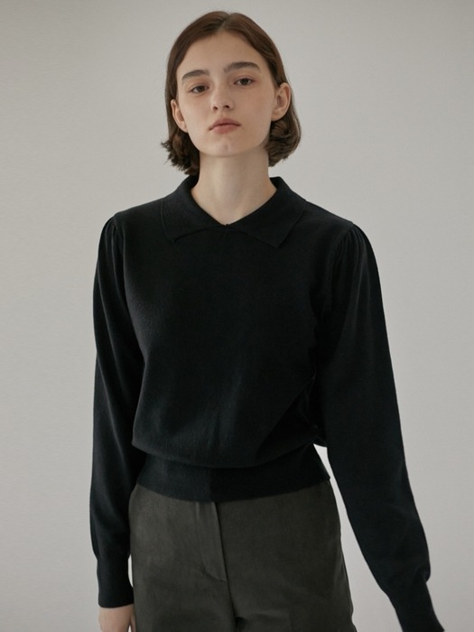 Puff Sleeve Collar Knit 2 Color