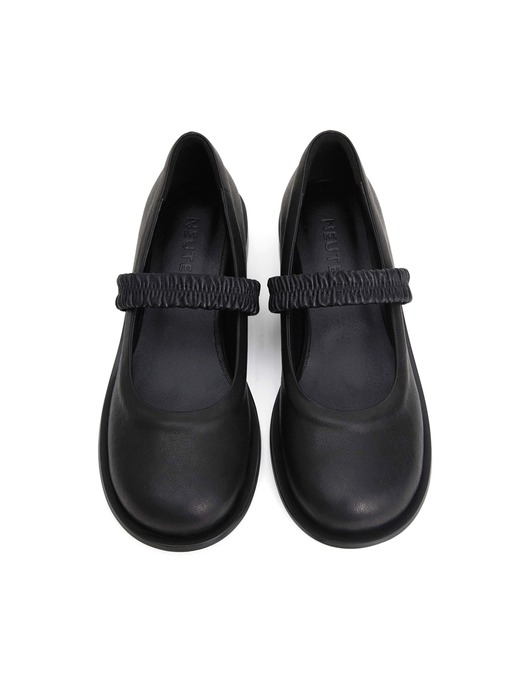 30mm Grita Round Toe Flat Shoes (Black)