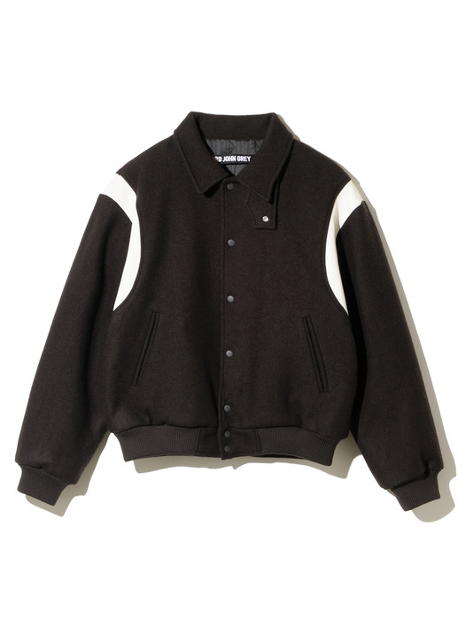 varsity short jacket brown