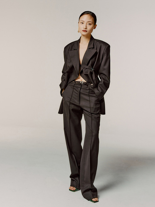 FW21 Wide Belted Pants - Melbourne Brown