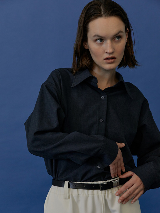 Pointed Texture Shirts Midnight Blue