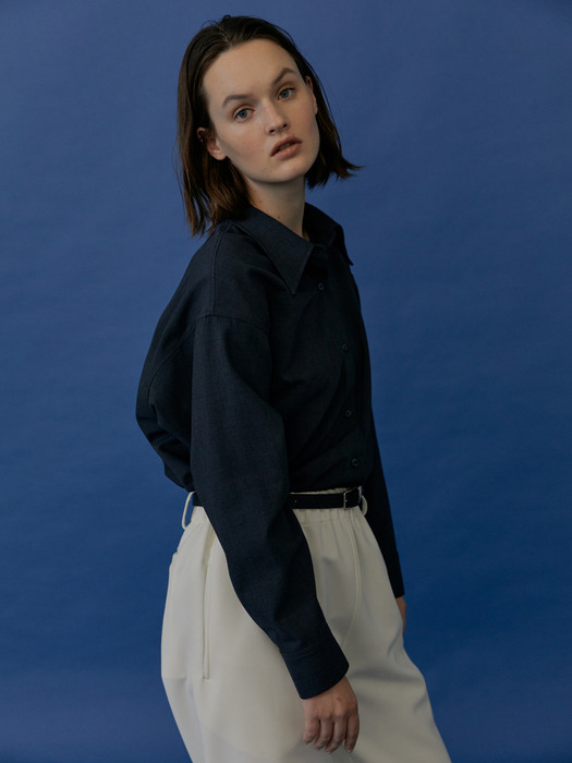 Pointed Texture Shirts Midnight Blue
