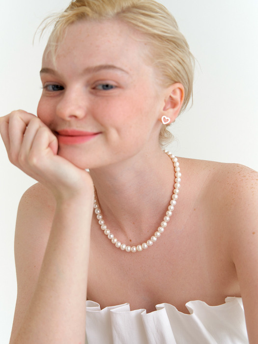[2 SET] classy pearl neckalce + winter pearl earring 13mm (Silver 925)