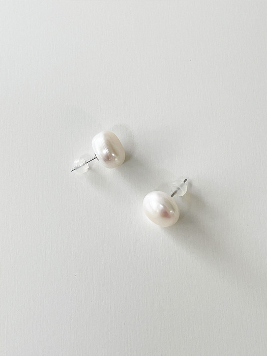 [2 SET] classy pearl neckalce + winter pearl earring 13mm (Silver 925)