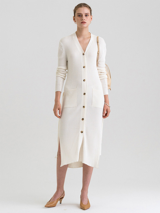 FW21 Side Slit Knitted Dress Ivory