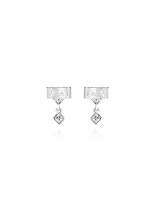 [Silver 925] Petit-dangle Crystal Stud Earrings
