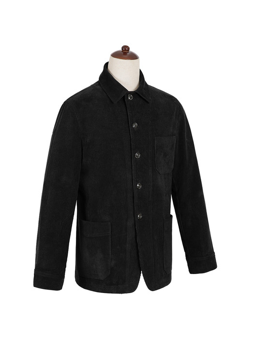 Corduroy French Work Jacket (Black)