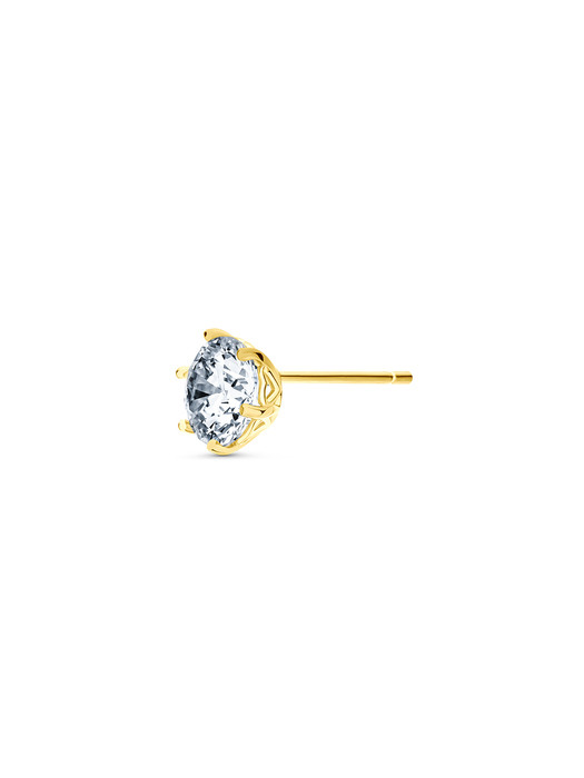 solitaire round heart earring(yellow gold)