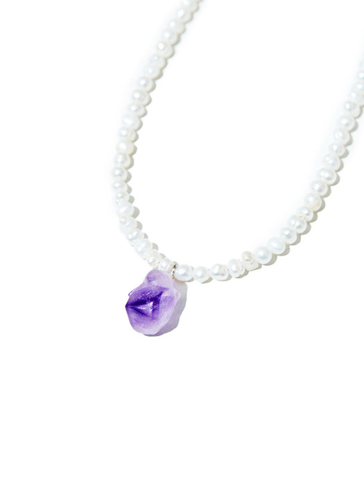 AMETHYST PURPLE POINT PEARL NECKLACE #58