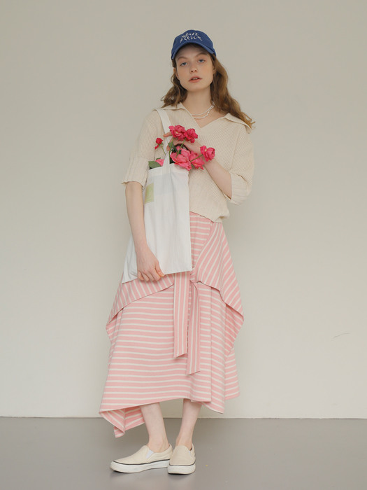 UHOWS Stripe tie Skirt_Pink