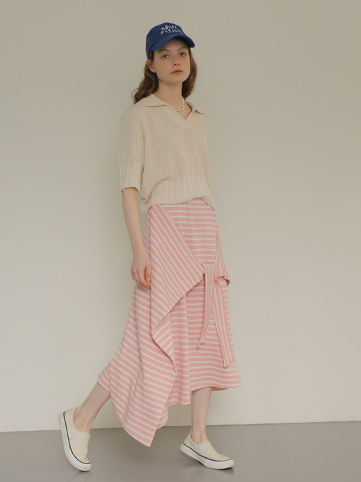 UHOWS Stripe tie Skirt_Pink
