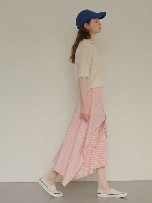 UHOWS Stripe tie Skirt_Pink