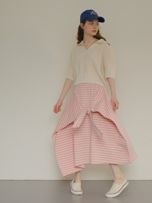 UHOWS Stripe tie Skirt_Pink