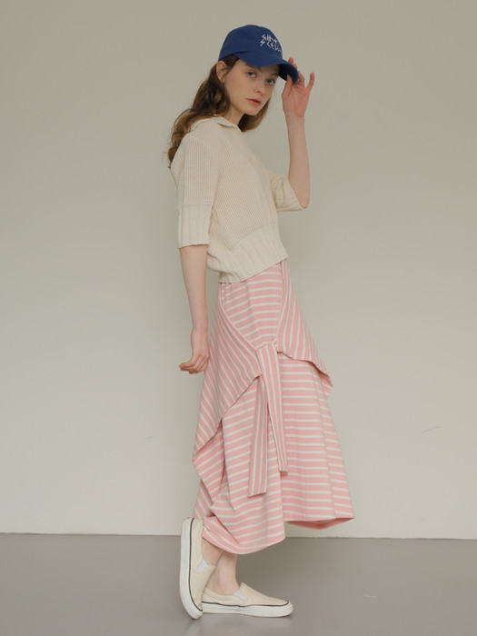 UHOWS Stripe tie Skirt_Pink