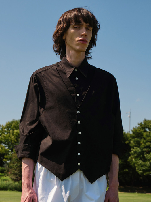 Vest Layered Shirt_Black