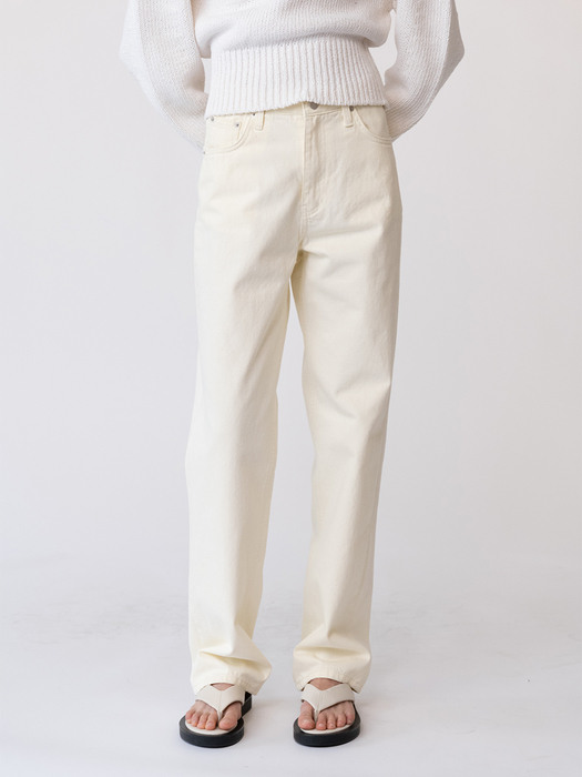 Loose fit cotton pants (light yellow)