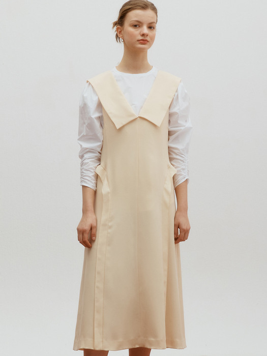 Collar point layered dress - Butter